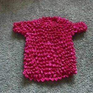 Vintage Women's Popcorn Bubble Crinkle Solid Stretchy‎ Cap Sleeve Shirt S/M/L